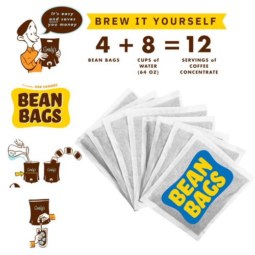 Grady's Cold Brew Decaf Coffee, Bean Bag Bundle with 8 (2oz.) Bean Bags, 24 Total Servings