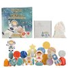 Toddler 30 Piece Stacking Wood Blocks Space Gift - Montessori 2 Year Old Fine Motor Skills Toy Learning Stacking Shape Sorter Sensory Preschool Busy Journey to the Moon (Book and Block Set, Wood)