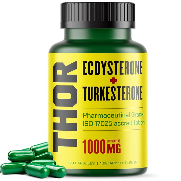 Turkesterone + Ecdysterone | Anabolic Supplement (2 Months - 120 Caps) Olympic Grade Testing - ISO 17025 Certification |1000mg - 98%-95% Purity with Lab Synthesized Cyclodextrin | Beta Ecdisterona
