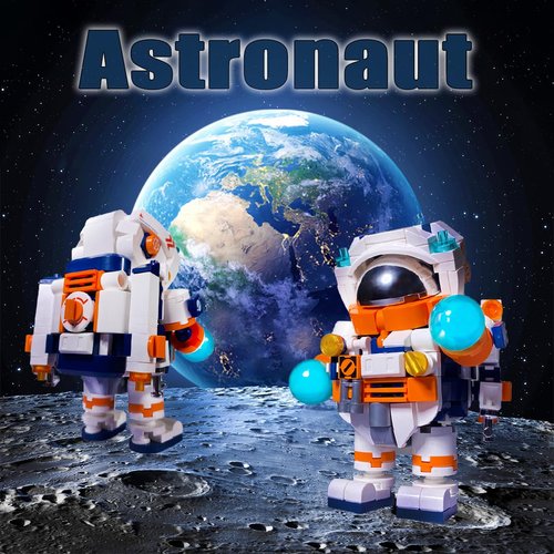 VIIOVOIIV Astronaut Building Blocks Set,Space Spaceman Building Blocks with Display Stand,Tabletop Decoration,Astronaut Gift for Adult and Boys Ages 8 9 10 11 12+ Years Old.
