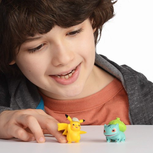 Pokémon Detective Pikachu Battle Figure 6Pc Multipack - Comes with Two 2" Pikachu, 2" Psyduck, 2" Bulbasour, 3" Mewtwo & 3" Ludicolo