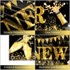 Happy New Year Banner, 2025 New Year Eve Party Decorations, Black Gold New Years Background Banner 2025 for New Years Eve Party Supplies, Cheers to Happy New Year Banner Outdoor 2025 NYE Decoration
