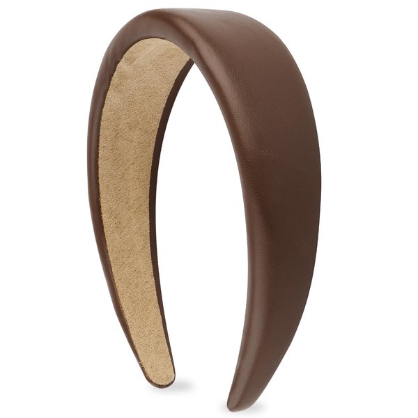 Canitor 1.7 Inch PU Leather Headbands for Women Girls Thick Wide Padded Headband for Women' Hair Soft Lightweight Hairband Cute Hair Accessories Dark Brown