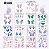 14 Sheets Glitter Butterfly Temporary Tattoos, Waterproof Fairy Wings Temporary Tattoo Body Art Fake Tattoos for Women Girls Festival Music Party Favors Cosplay Eye Face Makeup