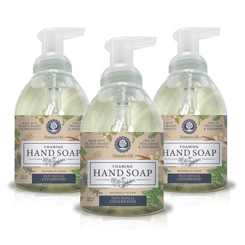 Nature's Oil Foaming Hand Soap, Patchouli Cedarwood, 10 Fluid Ounces (3 Pack)