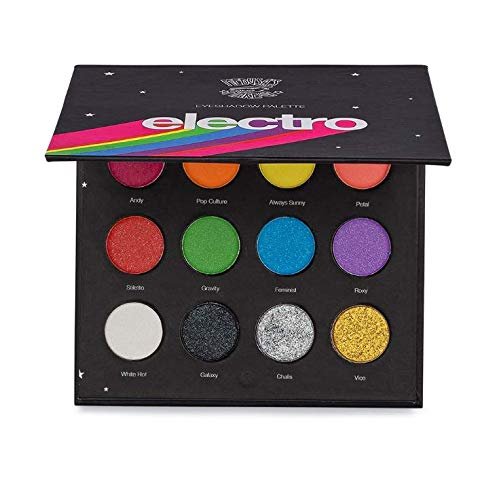 Medusa's Makeup Electro Palette 12 Rainbow Color Highly Pigmented Electro Eyeshadow Palette, Shimmer, Matte, Metallic and Neon