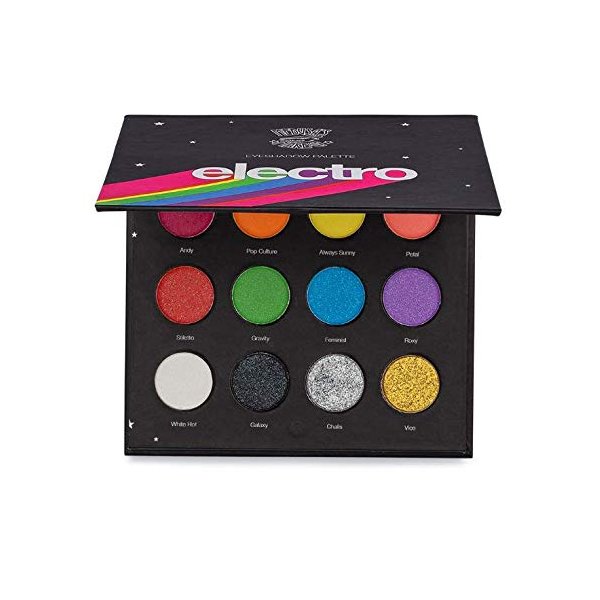 Medusa's Makeup Electro Palette 12 Rainbow Color Highly Pigmented Electro Eyeshadow Palette, Shimmer, Matte, Metallic and Neon