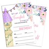 Sahjzk Floral Castle Style Fill-In Birthday Invites(4"x6"), Princess Birthday Invitations with Envelopes(20-Pack), Birthday Party Supplies for Girls, Teen, Kids-A10