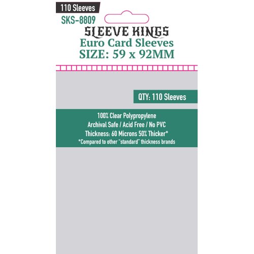 Sleeve Kings Euro Card Sleeves (59x92mm) - 110 Pack, 60 Microns