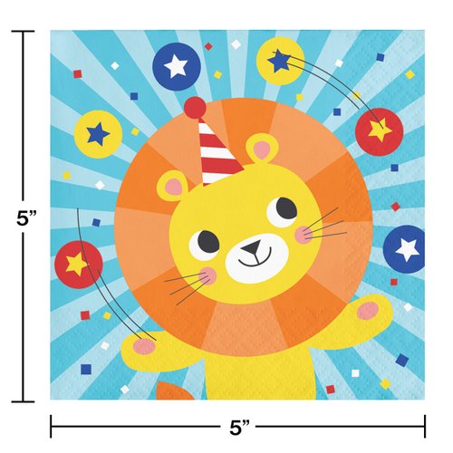 Circus Animals Beverage Napkins, 16 ct