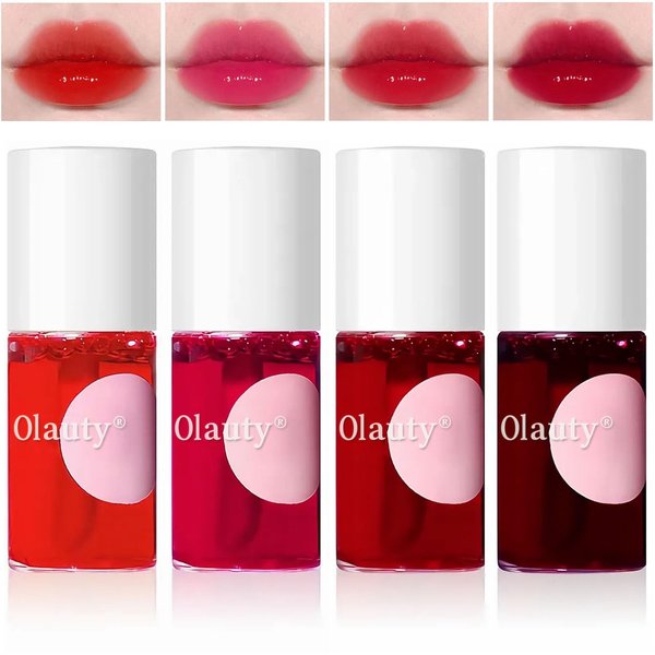 ZARICS 4 Colors Lip Tint Stain Set, Korean Lip Gloss Lip Tint Stain Plumping Mini Liquid Lipstick, Multi-use Lip and Cheek Tint, Long lasting Non-Stick Cup Waterproof, High Pigment, Lip Tint Makeup