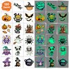 150 Pcs Glow in the Dark Halloween Tattoos for Kids Bulk, 50 Unique Designs, 2 Inch Halloween Temporary Tattoos with 50 Small Zip Lock Bags, Easy to Apply & Remove
