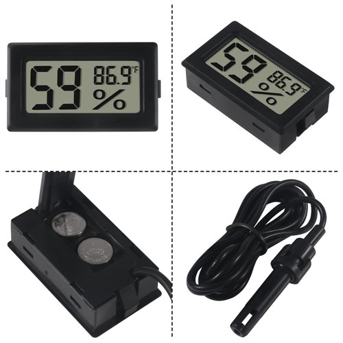 DWEII 6-Pack Mini Digital Thermometer Hygrometer with Probe Indoor Temperature Humidity Meter Gauge LCD Fahrenheit Display Hygrometer Thermometer Gauge, Black