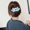 Vacaonio French Flower Hairclip for Women Large Acrylic Flower Alligator Hair Clip Claw Blue Flower Hair Clips Flower Non Slip Hairclips Barrette Flower Long Curly Hair Clip Decorative