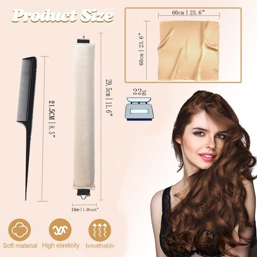 Heatless Hair Curler Heatless Curl Rod Overnight Curls Blowout Rods Headband No Heat Curlers To Sleep In Rods Hair Rollers Overnight Blowout Heatless Curling Rod-Cream
