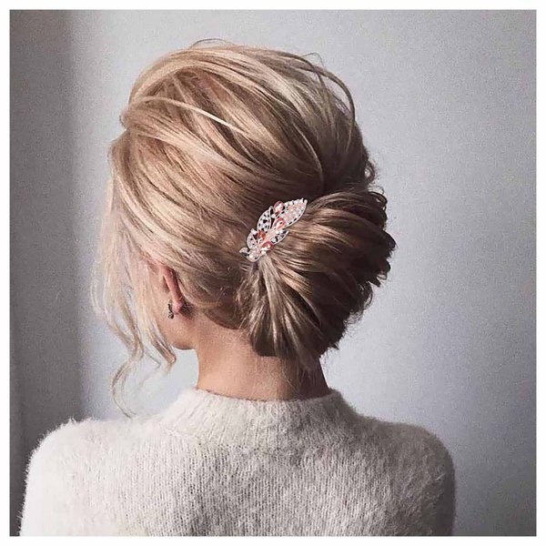 Allereyae Crystal Peacock Hair Clip Barrette Rhinestone Hair Barrette Clip Crystal Wedding Headpieces CZ Peacock Head Clip Headwear Bride Hair Accessories for Women and Girls (Champagne)