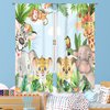 MESHELLY Kids Cartoon Safari Animals Curtains 42Wx63H Inch Rod Pocket Woodland Jungle Lion Elephant for Baby Boys Bedroom Decor Children Nursery Girls Playroom Window Drapes Fabric 2 Panels