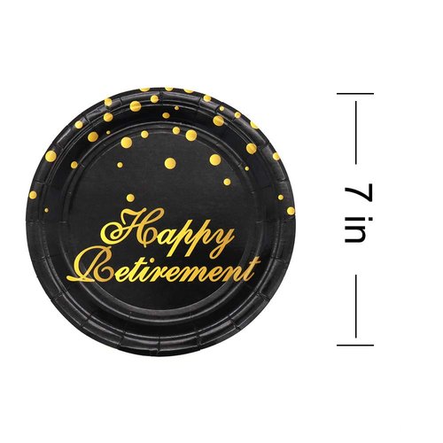 Pandecor Retirement Party Supplies,48 PCS Happy Retirement Disposable 7 Inch Paper Plates Dessert Plates