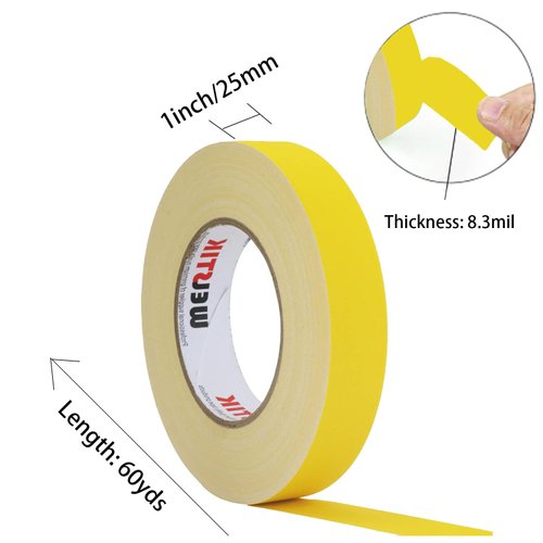 WELSTIK 1 Pack Yellow Gaffer Tape,1" X 60 Yards-10% Longer-Heavy Duty Gaffer Floor Tape Matte Finish for Film Schools,Broadcasting Classes,Box-Sealing,Multipurpose,Non-Reflective Easy to Rip