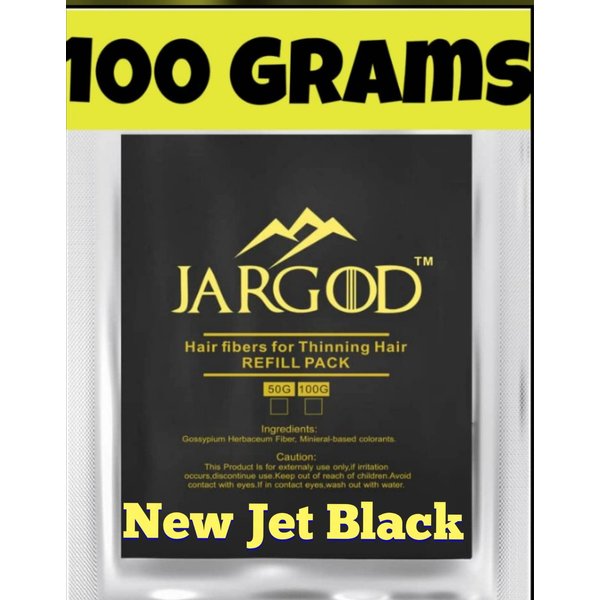 (JET BLACK) Hair Building Fibers 100 Gram - Refill Your Existing Fiber Bottle - Hair Fibers - Hair Loss Concealer For Thinning Hair by JARGOD