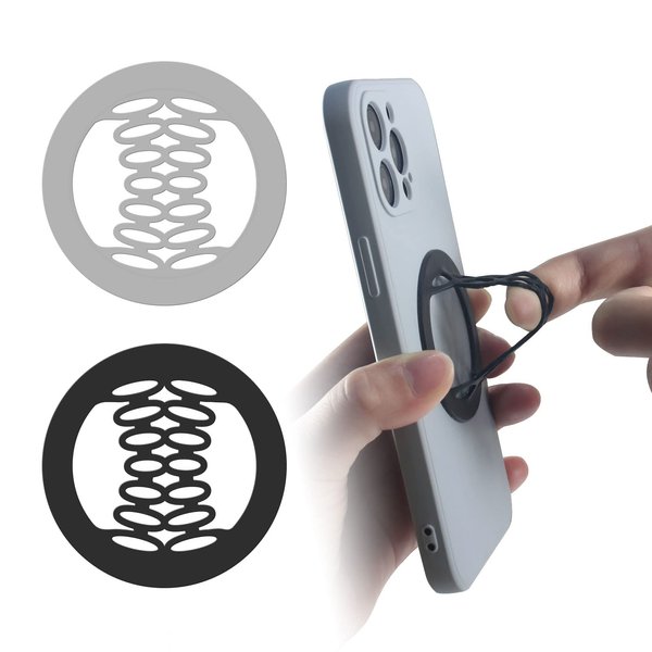 YINGMORE Phone Grip Strap Holder Silicone Cell Phone Gripper for Back of Phone Finger Holder for Hand, Compatible with iPhone, Samsung, Android Smart Phone, 2pcs (Black/Grey)
