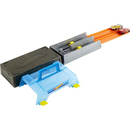 Hot Wheels Race Case Track Set with 2 Hot Wheels Cars, Dual Launcher for Side-By-Side Racing, Storage Container, Toy for Kids 4 Years Old & Up