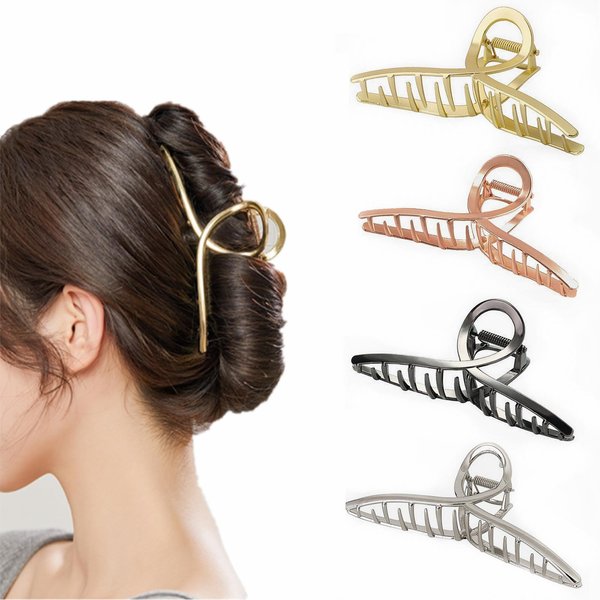 MirthCity 4 Pcs Big Metal Hair Claw Clips for Thick Hair Elegant Banana Hair Clips for Women Non-Slip Barrette Hair Clips Hair Accessories for Women Girls