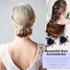 Rustark 40 Pcs Black Crystal Hair Pins Rose Flower Rhinestone Hair Clips U Shaped Hair Pins Bobby Pins Bun Hairpins for Wedding Bridal Women Hair Jewelry Accessories with Storage Case
