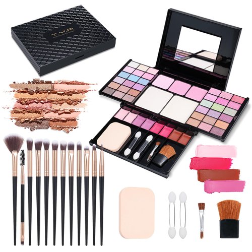 Makeup Kit Eyeshadow Palette for Women Full Gift Kit Girl Kids 49 Colors Makeup Set Combination Eyeshadow Palette with 12pcs Makeup Brushes