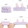 YISSION 6Pcs Face Wash Headbands and Wristbands Set Bunny Ears Headbands Spa Headband Makeup Headband Skincare Headbands with Wristbands for Women Girls Washing Face(Pink Purple)