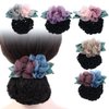 Leadigol Women Hair Bun Cover Net, Barrette Hair Clip Bow, Silk Flower Hair Clip, Barrettes Net Snood Hairnet Lace Bow, Flower Hairgrips Crochet Bun Net