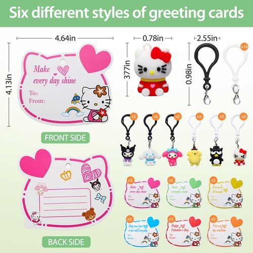 SEBBEEUESEN kids 's Valentine's Day Gifts -30 sets of Kids Valentine's Day cards Key chain Boys and Girls School Exchange Holiday Party Academic exchange gift Christmas gift