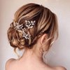 Unicra Bride Wedding Crystal Hair Pins Flower Bridal Hair Pieces Wedding Hair Accessories for Women and Girls Pack of 3 (Silver)