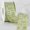 Green and Cream White Floral Ribbon 1.5" x 27 Yards