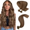 Hairro Pre Bonded U Tip Cold Fusion Hair Extension Human Hair Flat Tip Keratin Stick Straight Nail Tipped Pre-bonded Hair Extensions For Women 100 Strands 50g 16" #4P27 Medium Brown Mix Dark Blonde