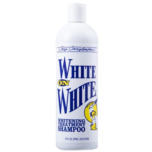 Chris Christensen White on White Whitening Treatment Dog Shampoo, Groom Like a Professional, Brightens White, Safely Removes Yellow & Other Stains, All Coat Types, Made in USA, 16 oz.
