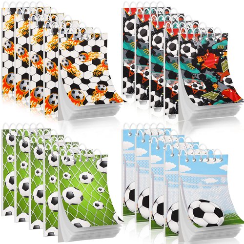 Meanplan 20 Pcs Sports Mini Notepads Sports Party Favors Soccer Notebook Spiral Journal Soccer Notepads Bulk for Reward Supply Sports Birthday Party Supplies