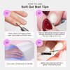 Curacoro Natural Nail Soft Gel Tips - 420Pcs Soft Gel Nail Extension, 14 Sizes Clear Full Cover Acrylic Tips, Long-Lasting Salon Quality, Easy to Wear & Natural Look