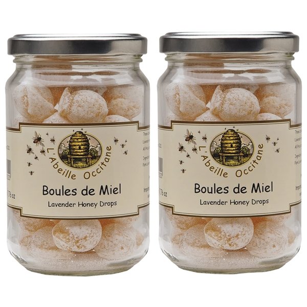 Mas des Abeilles Boules de Miel French Lavender Honey Drops 8.80-Ounce Jar (Pack of 2)