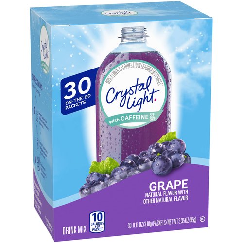 Crystal Light Sugar-Free Energy Grape On-The-Go Powdered Drink Mix, 0.11 Ounce (Pack of 30)