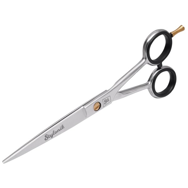 Stylonik Hair Cutting Scissors-Professional Hairdressing Scissors for Women,Men,Hair Stylists,Salon,Barber- 6.5-Inch Stainless Steel Hair Scissors with Finger Rest (Classic Scissor Shinny Polish)