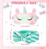 12 Packs Sleepover Party Favors for Teenager Girl, Unicorn Animal Plush Sleep Eye Mask Soft Plush Nap Eyeshade Plush Bow Headbands, Elastic Hair Band for Single Women Spa Pajama Party (Vivid Style)