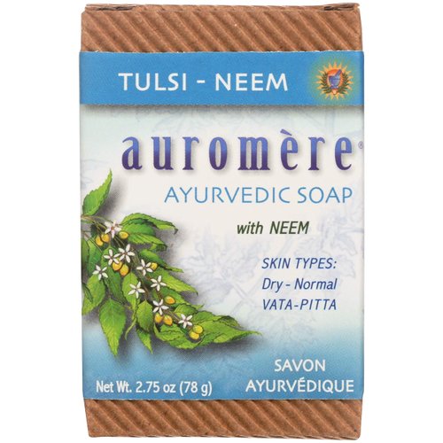 Auromere Ayurvedic Bar Soap, Tulsi Neem - Eco Friendly, Handmade, Vegan, Cruelty Free, Natural, Non GMO (2.75 oz), 3 pack