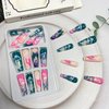 Tyuimhx Colorful Press on Nails Coffin Long Fake Nails Glossy False Nails With Clouds Designs Full Cover Stick on Nails Acrylic Reusable Artificial Nails for Women Glue on Nails 24Pcs