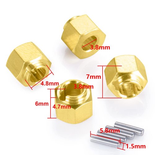RCLIONS Brass RC Wheel Hex Hub 5mm Drive Adapter for TRX4M 1/18th RC Crawler Car Upgrades