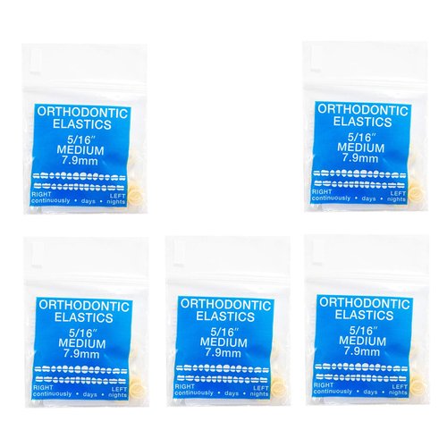JMU Orthodontic Elastics 5/16 Inch Medium 4.5oz 500 pack Intraoral Elastic Bands Latex Dental Rubber Bands Made in USA