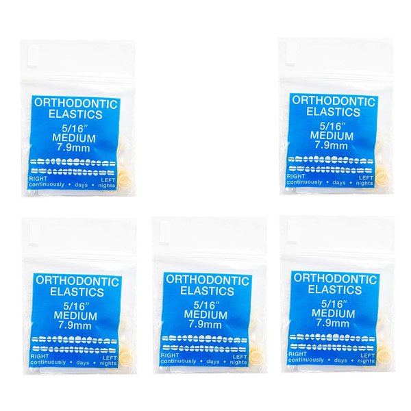 JMU Orthodontic Elastics 5/16 Inch Medium 4.5oz 500 pack Intraoral Elastic Bands Latex Dental Rubber Bands Made in USA