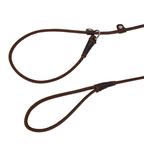 Real Leather Slip Dog Leash for Small Medium Dogs Lightweight Thin but Sturdy Adjustable Slip Lead Dog Leash Soft and Slim 5 ft x 1/5 inch