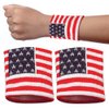 ArtCreativity American Flag Wrist Sweatbands, Set of 2, USA Flag 4th of July Party Favors, Red, White and Blue Wristbands, Patriotic Costume Accessories for Veterans, Memorial, and Independence Day