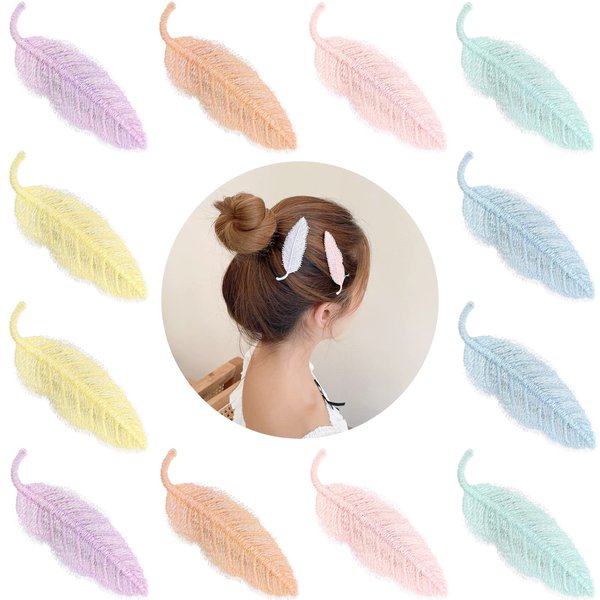 12 PCS Colorful Knitted Leaves Hair Clips Cute Fruits Hair Pins Snap Simple Barrettes Hair Accessories for Girls Toddlers Teens (Style1)